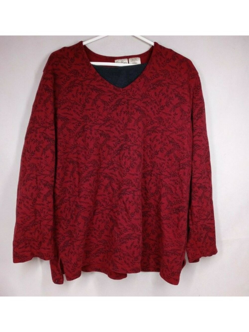 Bobbie Brooks Women's Long Sleeve Shirt With Black Floral Designs Size Large